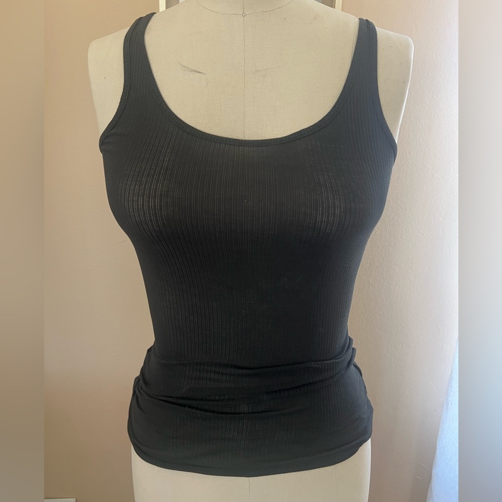 James Perse Black Ribbed Tank Top